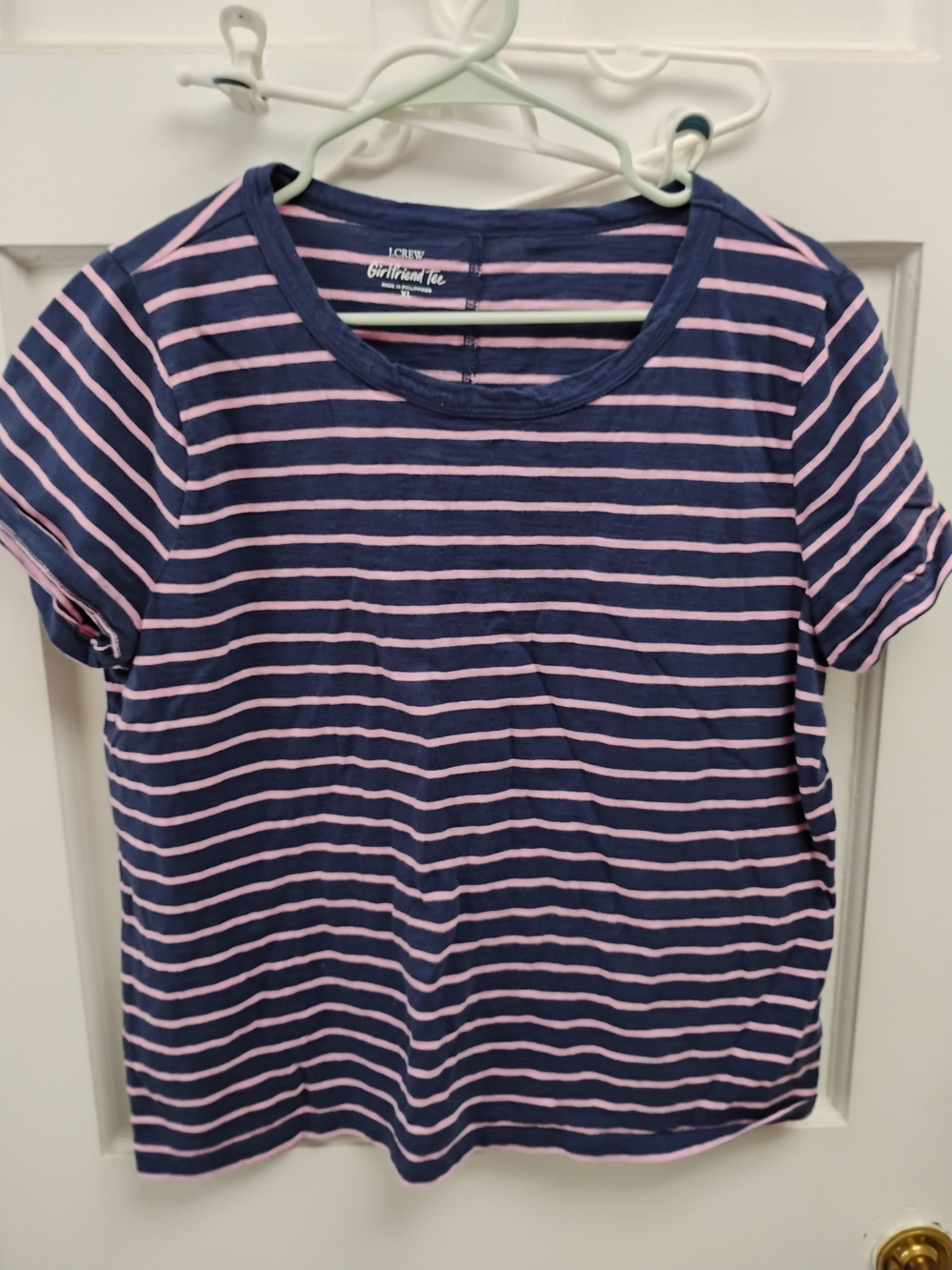 J. Crew Navy and Light Pink Striped Tee